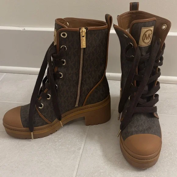 Michael Kors Dark Brown and Black High-Top Boots - Picture 2 of 2